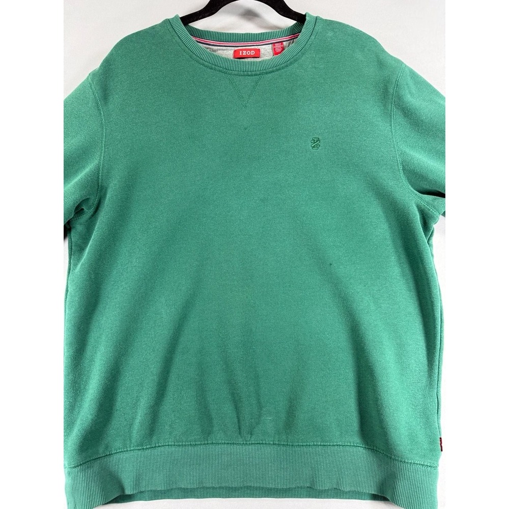 IZOD Crewneck Sweatshirt Size M Green Embroidered Logo Long Sleeve